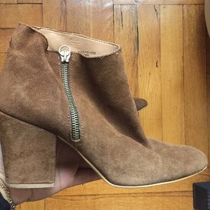 ZARA Brown/Tan Suede Booties with zipper detail